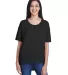Anvil 36PVL Women's Freedom Drop Shoulder Tee in Black front view