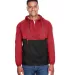 Harriton M750 Adult Packable Nylon Jacket RED/ BLACK front view