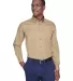 Harriton M500T Men's Tall Easy Blend™ Long-Sleev STONE front view