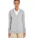 Harriton M425W Ladies' Pilbloc™ V-Neck Button Ca GREY HEATHER front view