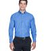 Harriton M600 Men's Long-Sleeve Oxford with Stain- FRENCH BLUE front view