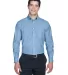 Harriton M600 Men's Long-Sleeve Oxford with Stain- LIGHT BLUE front view
