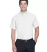 Harriton M600S Men's Short-Sleeve Oxford with Stai WHITE front view