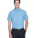 Harriton M600S Men's Short-Sleeve Oxford with Stai LIGHT BLUE front view