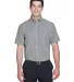 Harriton M600S Men's Short-Sleeve Oxford with Stai OXFORD GREY front view