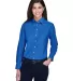 Harriton M600W Ladies' Long-Sleeve Oxford with Sta FRENCH BLUE front view