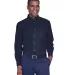 Harriton M500 Men's Easy Blend™ Long-Sleeve Twil NAVY front view