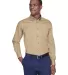 Harriton M500 Men's Easy Blend™ Long-Sleeve Twil STONE front view