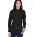 Harriton M500W Ladies' Easy Blend™ Long-Sleeve T BLACK front view