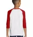Gildan 5700B Heavy Cotton Youth Raglan Tee in White/ red back view