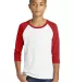 Gildan 5700B Heavy Cotton Youth Raglan Tee in White/ red front view