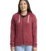 Next Level Apparel 9603 Ladies' PCH Raglan Zip Hoo in Heather cardinal front view