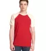 Next Level Apparel 3650 Unisex Raglan Short Sleeve in Natural/ red front view