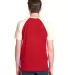 Next Level Apparel 3650 Unisex Raglan Short Sleeve in Natural/ red back view