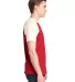 Next Level Apparel 3650 Unisex Raglan Short Sleeve in Natural/ red side view
