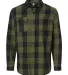 Burnside 8219 Snap Front Long Sleeve Plaid Flannel Army/ Black front view