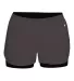 Badger Sportswear 6150 Women's Double Up Shorts Graphite/ Black front view