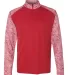 Badger Sportswear 4197 Blend Sport Quarter-Zip Red/ Red Blend front view