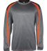 Badger Sportswear 4350 Pro Heather Fusion Long Sle Carbon/ Burnt Orange front view
