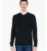 Unisex Classic Thermal Long-Sleeve Henley Black front view