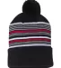 Sportsman SP60 12" Striped Pom-Pom Knit Cap Black/ White/ Grey/ Red back view