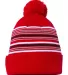 Sportsman SP60 12" Striped Pom-Pom Knit Cap Red/ White/ Grey/ Black front view