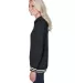 J America 8651 Relay Women's Hooded Pullover Sweat in Black side view
