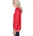 J America 8651 Relay Women's Hooded Pullover Sweat in Red side view