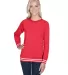 J America 8652 Relay Women's Crewneck Sweatshirt in Red front view