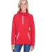 J America 8653 Relay Women's Cowlneck Sweatshirt in Red front view
