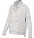 J America 8693 Baja Women's French Terry Cowlneck  Natural/ Mist Blue side view