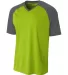 A4 Apparel N3373 Adult Polyester V-Neck Strike Jer LIME/ GRAPHITE front view