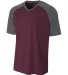 A4 Apparel N3373 Adult Polyester V-Neck Strike Jer MAROON/ GRAPHITE front view