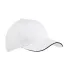 BX004 Big Accessories 6-Panel Twill Sandwich Baseb WHITE/ NAVY front view