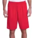 A4 Apparel N5005 Men's Color Block Pocketed  Short SCARLET/ GRAPHIT front view
