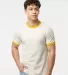 Tultex 246 / Unisex Fine Jersey Ringer Tee in Vintage white/ mellow yellow front view