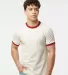 Tultex 246 / Unisex Fine Jersey Ringer Tee in Vintage white/ rio red front view
