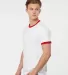 Tultex 246 / Unisex Fine Jersey Ringer Tee White/ Red side view