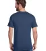 Hanes W110 Workwear Short Sleeve Pocket T-Shirt in Navy back view