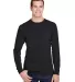 Hanes W120 Workwear Long Sleeve Pocket T-Shirt Black front view