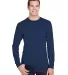 Hanes W120 Workwear Long Sleeve Pocket T-Shirt Navy front view