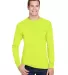 Hanes W120 Workwear Long Sleeve Pocket T-Shirt Safety Green front view
