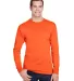Hanes W120 Workwear Long Sleeve Pocket T-Shirt Safety Orange front view