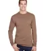 Hanes W120 Workwear Long Sleeve Pocket T-Shirt Army Brown front view