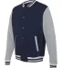 Champion Clothing CO100 Unisex Bomber Jacket Navy/ Oxford Grey side view
