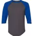 Champion Clothing CP75 Premium Fashion Baseball T- Charcoal Heather/ Athletic Royal front view