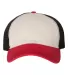 Richardson Hats 111 Garment-Washed Trucker Cap in Stone/ black/ red front view