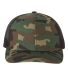 Richardson Hats 112P Patterned Snapback Trucker Ca in Army camo/ black front view