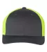 Richardson 110 Fitted Trucker Hat with R-Flex in Charcoal/ neon yellow front view