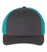 Richardson 110 Fitted Trucker Hat with R-Flex in Charcoal/ neon blue front view